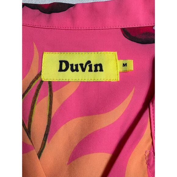 Duvin Cherry Men's Button Up Cabana Shirt Size M Lightweight Stretch Pink NWT - Picture 6 of 10